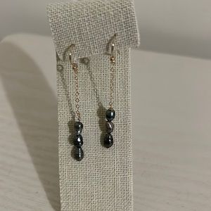 14k gold filled 3 keshi pearl drop earrings